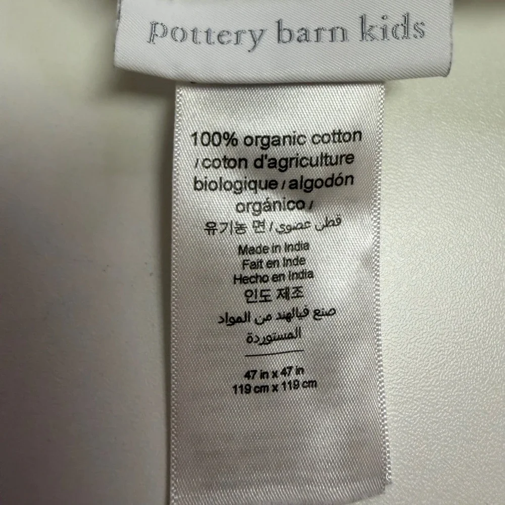 Pottery Barn Kids Organic Cotton Muslin Swaddle Blanket White Gold Polka Dot